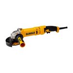 Esmeriladora angular eléctrica DeWALT de 4-1/2" a 5 pulgadas, 1500 W y 11000 RPM, cuerpo amarillo con mango lateral