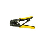 Tenaza pelacable 3 en 1 RJ45/RJ11/RJ12 Stanley, vista lateral con mangos amarillos y cuerpo metálico negro