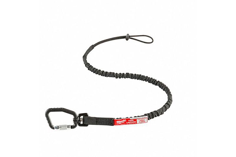 Cordón para sujetar herramienta Milwaukee de 36 pulgadas, 15 lbs y con bloqueo, extendido con mosquetón y correa negra