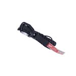 Cordón para sujetar herramienta Milwaukee de 36 pulgadas, 15 lbs y con bloqueo, detalle del mosquetón y etiqueta roja