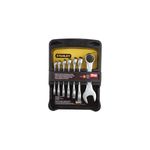 Juego de llaves combinadas 10-19 mm 7 piezas Stanley, organizador plástico negro con las llaves dispuestas en orden