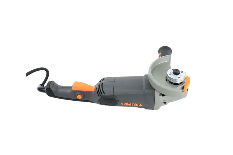 Esmeriladora angular eléctrica industrial Truper de 4-1/2 pulgadas, 1250 W y 110 V, vista lateral completa