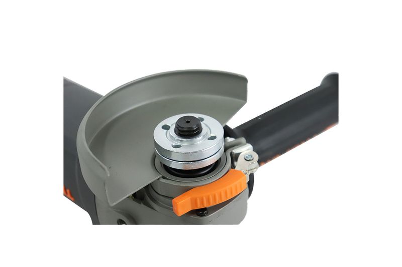 Esmeriladora angular eléctrica industrial Truper de 4-1/2 pulgadas, 1250 W y 110 V, acercamiento al eje y palanca naranja