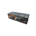 Esmeriladora angular eléctrica industrial Truper de 4-1/2 pulgadas, 1250 W y 110 V, en su caja de cartón negra y naranja