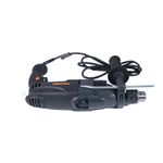 Taladro percutor eléctrico industrial Truper de 1/2 pulgada, 1200 W y 110 V, vista lateral con mango auxiliar y llave