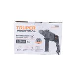 Taladro percutor eléctrico industrial Truper de 1/2 pulgada, 1200 W y 110 V, caja de cartón con ilustración del equipo