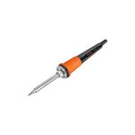 Cautín profesional para soldar Truper de 25 W y 110 V, vista lateral con mango naranja y negro sobre fondo blanco