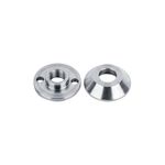 Adaptador para disco abrasivo cóncavo Truper de 4" a 4-1/2", tipo 42 y eje 5/8-11, dos piezas metálicas plateadas