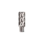 Broca anular DeWALT de 1-1/8 pulgadas x 2 Parametal, vista frontal del cuerpo metálico con ranuras helicoidales