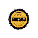 Disco para madera 10 pulgadas 80 DT DeWALT, vista frontal del disco amarillo con dientes de carburo
