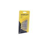 Juego extractor de tornillos Stanley de 5 piezas, visto en su empaque amarillo y negro con las piezas metálicas visibles