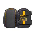 Rodilleras profesionales acolchadas DeWALT, par de rodilleras negras con detalles amarillos y etiqueta de gel