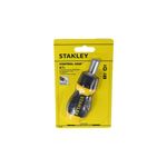 Desarmador intercambiable corto 6 piezas Stanley, empaque amarillo con el mango y las puntas visibles