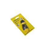 Desarmador intercambiable corto 6 piezas Stanley, producto en su empaque amarillo con el mango visible