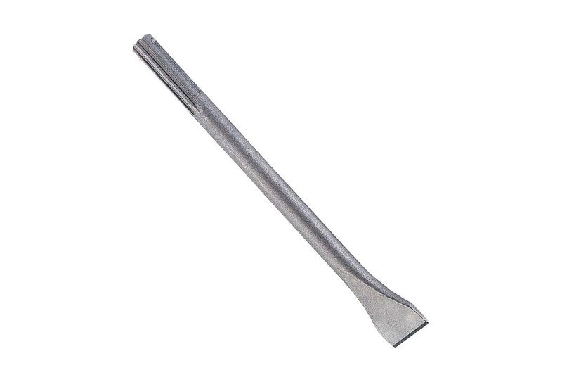 Cincel tipo pala SDS-Max Milwaukee de 12 pulgadas, vista lateral completa sobre fondo blanco