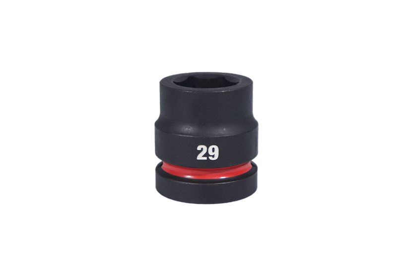 Llave copa de impacto mando 1 pulgada 29 mm Heavy Duty Milwaukee, vista frontal con grabado 29 y anillo rojo