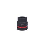 Llave copa de impacto mando 1 pulgada 28mm Heavy Duty Milwaukee, vista frontal con anillo rojo y código grabado