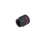 Llave copa de impacto mando 1 pulgada 28 mm Heavy Duty Milwaukee, vista en ángulo con anillo rojo y marca grabada