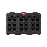 Soporte de pared grande 30.75x20 pulgadas Packout 75 lbs Milwaukee, vista frontal completa del panel negro