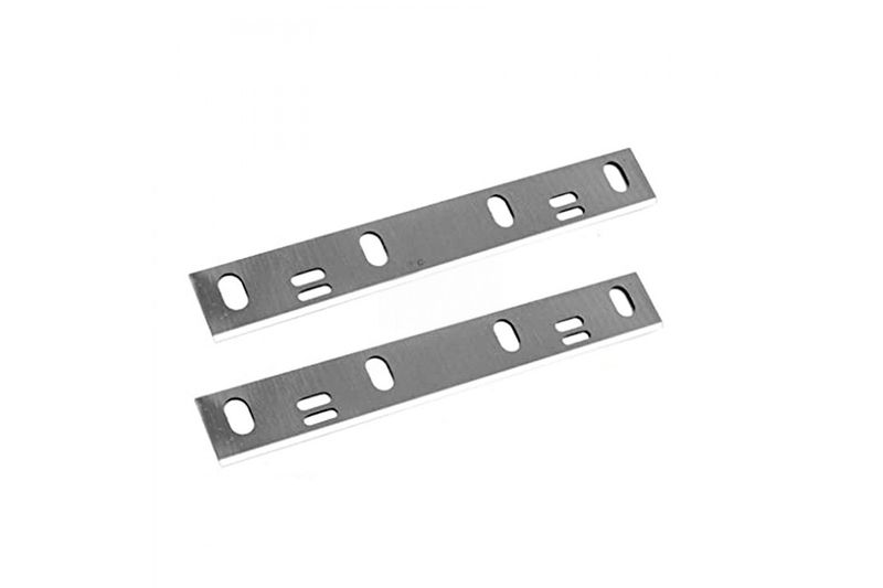 Kit de cuchillas canteadoras Craftsman, dos hojas metálicas rectangulares con perforaciones vista cenital