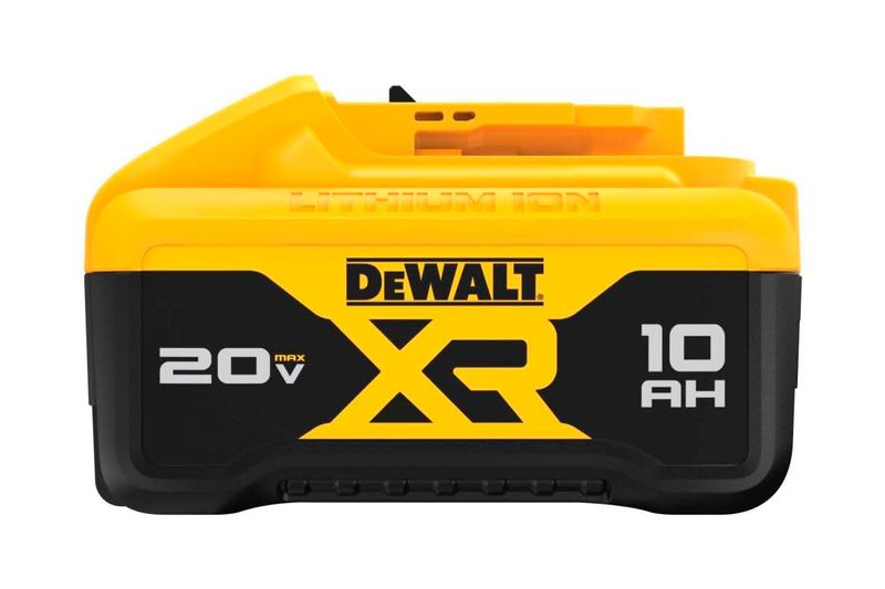 Batería XR Lithium DeWalt de 20 V y 10 Ah, vista frontal destacando el logotipo XR y la capacidad de carga