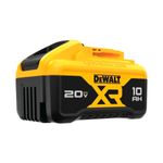 Batería XR Lithium DeWALT de 20 V y 10 Ah, vista frontal en color amarillo y negro