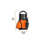 Bomba sumergible para agua limpia de 1/2 HP y 110V Truper, gráfico con medidas de alto 30 cm y diámetro 16 cm