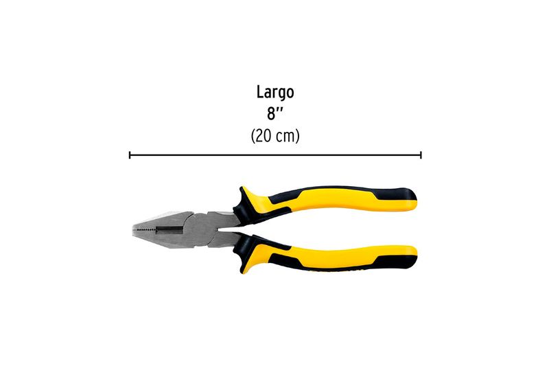 Alicate para electricista Pretul de 8 pulgadas, vista lateral con indicador de largo de 8 pulgadas o 20 cm