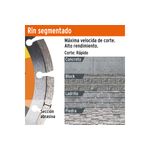 Disco diamante Pretul de 4-1/2 pulgadas segmentado para corte en seco o húmedo, gráfico de aplicaciones en concreto y piedra