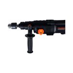 Rotomartillo eléctrico SDS Plus Truper de 3.5 joules y 800W industrial, vista lateral del cuerpo y mango auxiliar