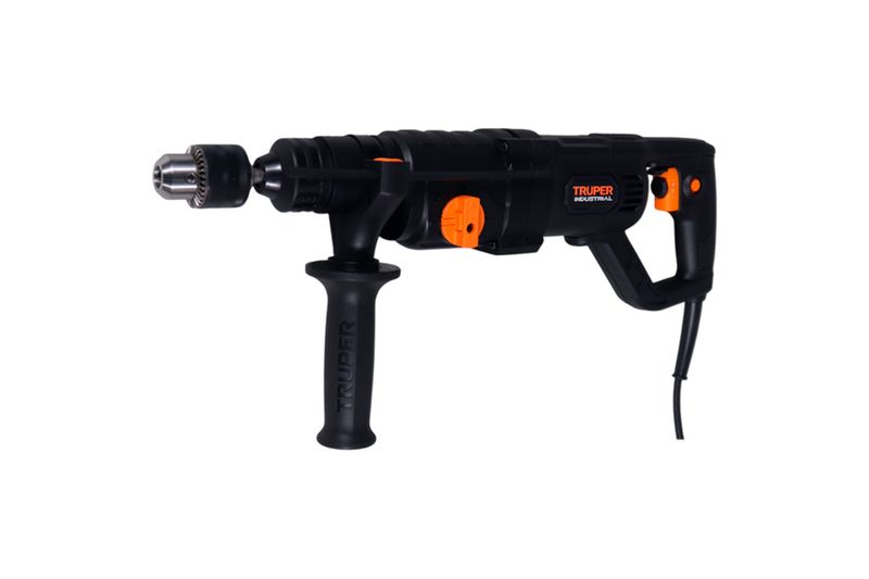 Rotomartillo eléctrico SDS Plus Truper de 3.5 julios y 800W industrial, vista lateral completa sobre fondo blanco
