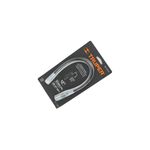 Extensión para engrasadora Truper, empaque blister con manguera flexible transparente y detalles técnicos en negro