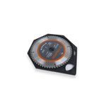 Disco para madera Truper de 10 pulgadas y 60 dientes, vista frontal con centro naranja y protector plástico negro