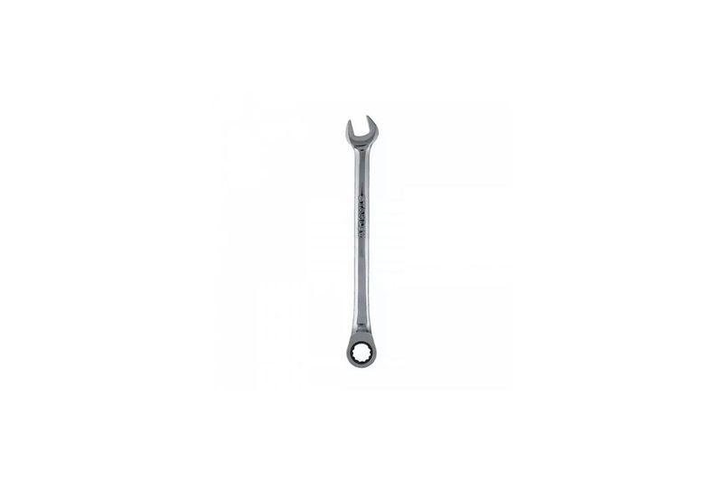Llave combinada de ratchet Stanley de 12 mm, vista frontal completa sobre fondo blanco