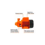 Bomba periférica para agua limpia 110 V Truper de 1 HP, infografía con etiquetas que señalan sus componentes internos