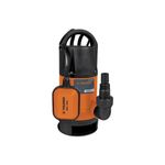 Bomba sumergible para agua sucia 110 V Truper de 1 HP, equipo color naranja y negro con flotador automático integrado