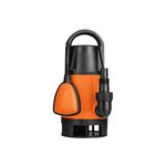 Bomba sumergible para agua sucia 110V Truper de 1 HP, vista frontal con cuerpo naranja y detalles en negro