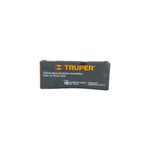 Clavos para clavadora Truper de 2 pulgadas, caja de cartón negra con especificaciones técnicas en blanco y naranja