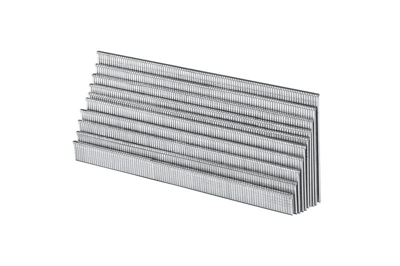 Clavos para clavadora Truper de 2 pulgadas, tiras de clavos metálicos plateados apilados en perspectiva diagonal