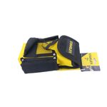 Bolso para herramientas Stanley de 9 pulgadas, vista lateral con bolsillos negros y amarillos junto a su etiqueta