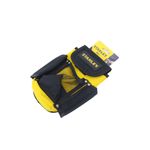 Bolso para herramientas Stanley de 9 pulgadas, vista lateral con empaque amarillo y negro y bolsillos de malla
