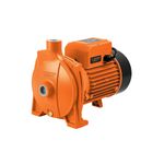 Bomba centrífuga para agua 110V Truper de 1-1/2 HP, equipo en color naranja con motor eléctrico y base de soporte