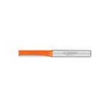 Broca para router Truper de dos filos de 5/16 pulgadas x 1 pulgada, vista lateral con cuerpo naranja y vástago plateado