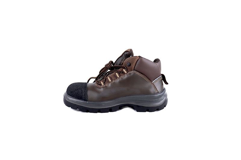Bota seguridad punta composite Fierce Bumper mod 66099 #39 Rhino, vista lateral del calzado café con punta negra
