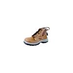 Bota seguridad Wild Tierra mod 66037 #40 Rhino, vista lateral de bota color miel con cordones y suela blanca