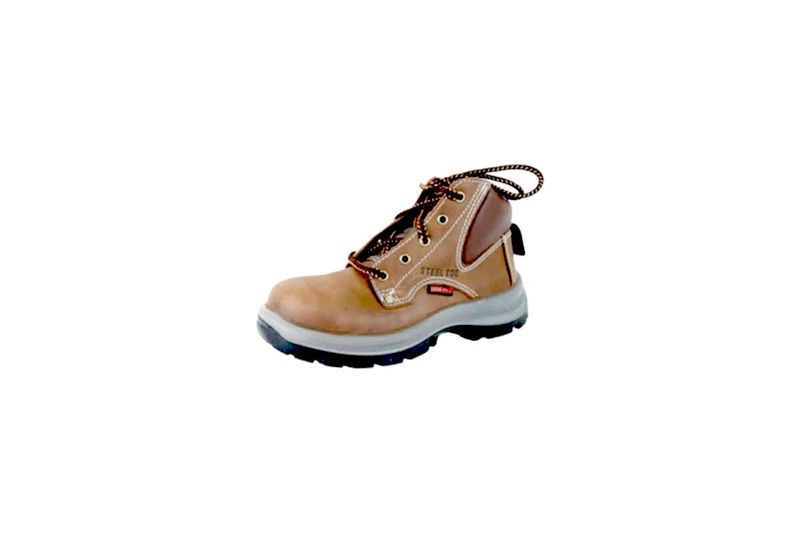 Bota seguridad Wild Tierra mod 66037 #40 Rhino, vista lateral de bota color miel con cordones y suela blanca