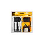 Juego de punta de impacto 34 pzs DeWALT, kit organizado en estuche plástico transparente con puntas negras y base amarilla