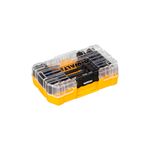 Juego de punta de impacto 34 pzs DeWALT, estuche protector amarillo con tapa transparente cerrado visto desde arriba