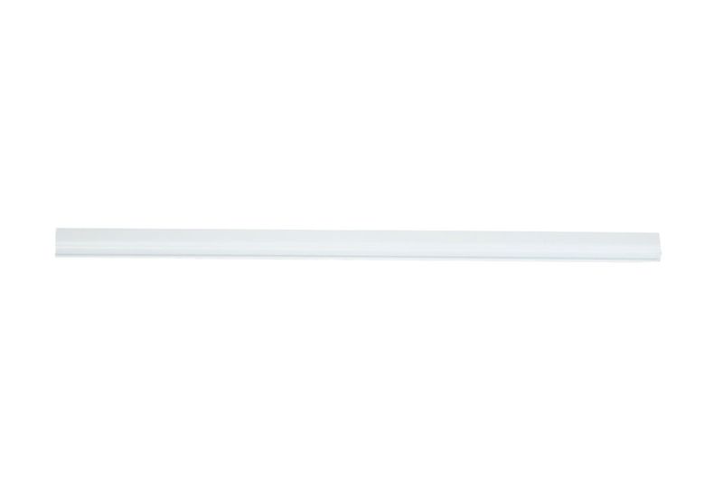 Canaleta blanca Newlink de 3/4 pulgada x 1/2 pulgada con adhesivo, vista lateral completa del perfil alargado