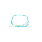 Patch cord duplex Newlink de 1 metro LC-LC OM3, cable celeste enrollado con conectores blancos y clips amarillos